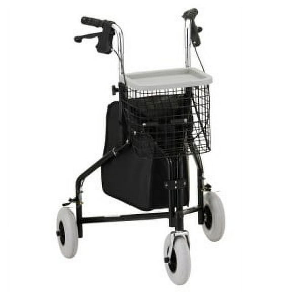 Rollator Nova Traveler 3 Wheel SteelRolling Walker Weight Capacity 250 lbs (Black)