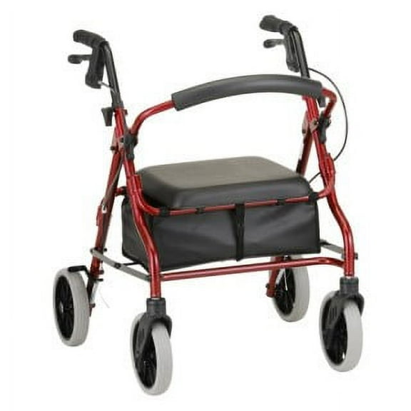 Rollator Nova Zoom 18 Petite Aluminum Rolling Walker Weight Capacity 300 lbs (Red)