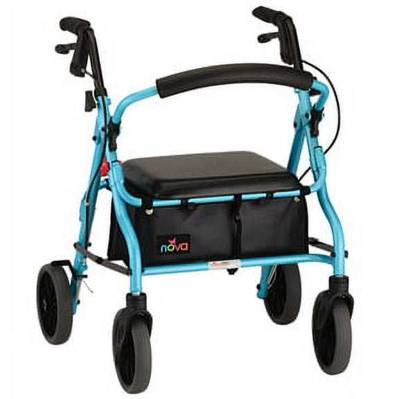 Rollator Nova Zoom 18 Petite Aluminum Rolling Walker Weight Capacity 300 lbs (Sky Blue)