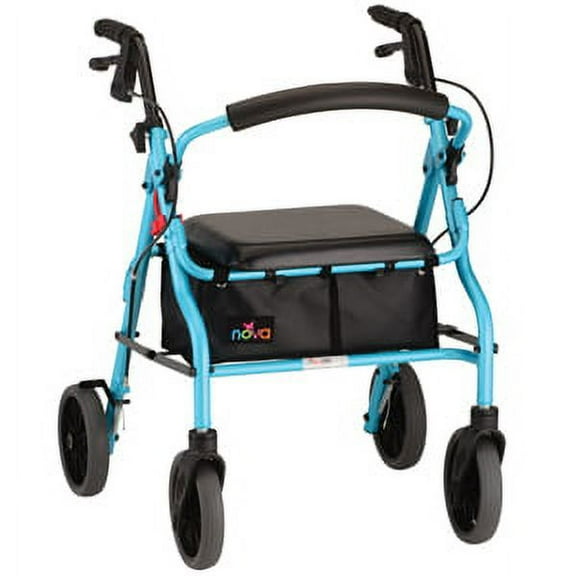 Rollator Nova Zoom 20 Aluminum Rolling Walker Weight Capacity 300 lbs (Sky Blue)