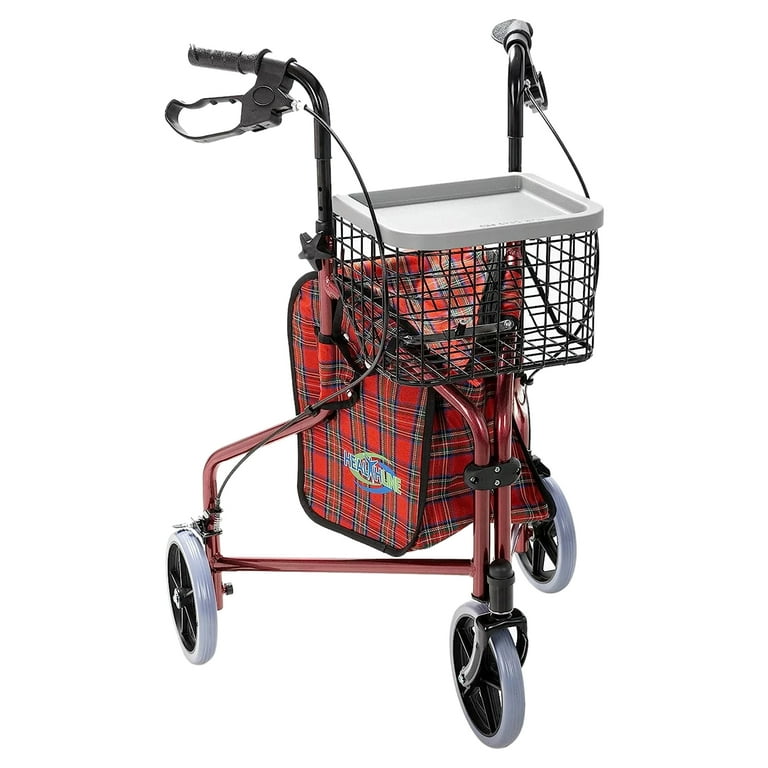 3-wheel Rollator with loop brake, red, 1 each 3-wheel Rollator with loop brake, red, 1 each