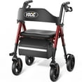 thumbnail image 1 of VOCIC Heavy-Duty Rollator | 330lb Capacity | All-Terrain Wheels & Foldable Design | Red, 1 of 9