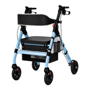 WHLICKS Rollator Walker for Seniors with Seat, 450 Lbs Heavy Duty Foldable Aluminum Walker, 8" Wheels, 18" Wide Seat, 6-Position Adjustable