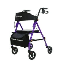 Rollator Walker with Seat, Steel Rolling Walker with 6-inch Wheels Supports Up to 350 Lb, Medical Walker