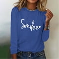 thumbnail image 1 of Summer Tops for Women LEBONYARD Womens Tops Clearance,Fall Fashion Plus Size Tops Clearance under $5,Fashion Women Casual Long Sleeve Printing Round Neck Loose T-Shirt Blouse Tops Blue XXL, 1 of 4