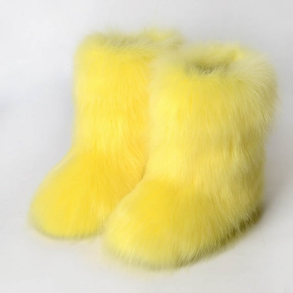 Rollback Of The Day Juebong Women's Fashion Color Imitation Animal Boots Plus Cashmere Boots Snow Boots,Yellow,7-7.5