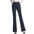 thumbnail image 1 of Fashion SMihono Womens Fashion Slim Fit Stretch Comfy Office Flared Long Pants Women's Trousers Plus Size Bell Bottom Trousers Straight High Waist Work Pants Blue M, 1 of 3