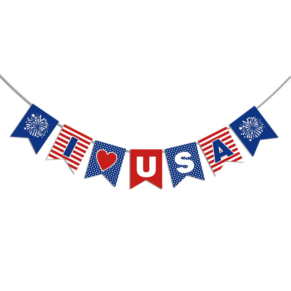 40 Pcs Fourth Of July Hanging Swirl Decorations - Patriotic Red White Blue Flag & Stars For 4th July, Memorial Day Party