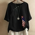 thumbnail image 1 of Rollbacks & More GaThRRgYP Summer Tops,Blouse for Women Plus Size,Women's Cotton and Linen Printed T-shirt for Slimming and Casual Personality Printing Top for Women's Clothing Black M, 1 of 3