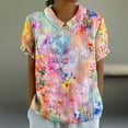 thumbnail image 1 of Rollbacks & More GaThRRgYP Women's Relaxed Short Sleeve Top - Summer Comfort Blouse,Women's Ladies Fashion Casual Cropped Short Sleeve Printing Loose Shirt Blouse Top Multicolor XXL, 1 of 5