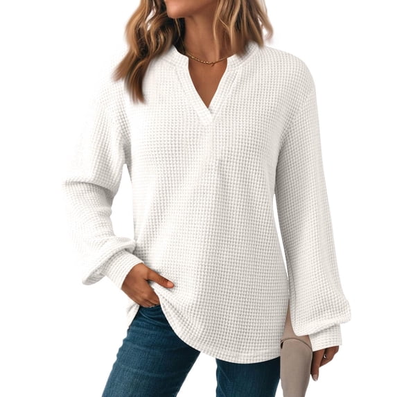 Rollbacks Hoodies for Women Casual Fall Tops Long Sleeve Womens Sweatshirts Fashion Women's Comfortable V-Neck Long Sleeve Solid Casual T-shirt Blouse