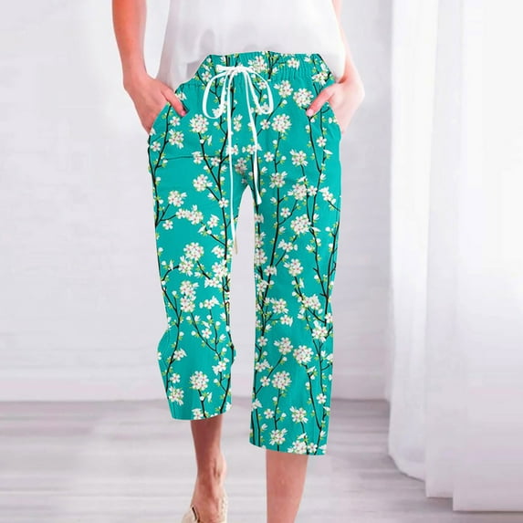 Rollbacks & More LEBONYARD High Waisted Flowy Wide Leg Pants for Women,Women Casual Pants Straight Leg Drawstring Elastic Waist Loose Comfy Trousers with Pockets Multicolor L