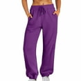 thumbnail image 1 of Rollbacks & More LEBONYARD High Waisted Flowy Wide Leg Pants for Women,Women Sweatpants Baggy Loose Mid Rise Fleece Workout Active Long Jogger Sweat Pants with Pockets Purple L, 1 of 7