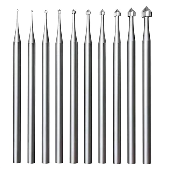 Rollbacks & More 10 Pcs Jewelry Setting Burr - 3/32Inch Shank Stone Burs Cylinder Cone Shape Lapidary Making Tools