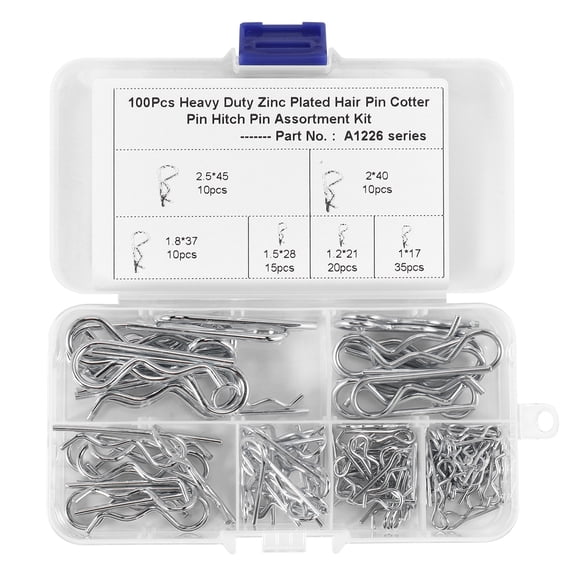 Rollbacks & More 100PCS M1 M1.2 M1.5 M1.8 M2 M2.5 Steel R Type Spring Cotter Pin Wave Shape Split Clip Clamp Hair Tractor for Car