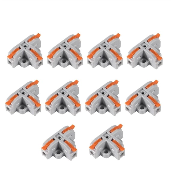 Rollbacks & More 10Pcs Compact Wire Conductor Connector, T-Shape Lever Nut Quick Splitter 3 Way Electrical Connectors