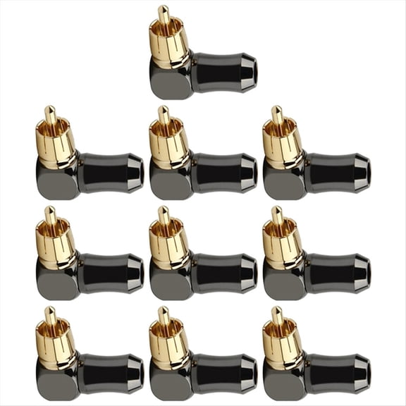 Rollbacks & More 10Pcs Connector Audio Plug Male 90 Degree Right Angle Elbow Speaker Terminal Conector for Soldering Video Cable