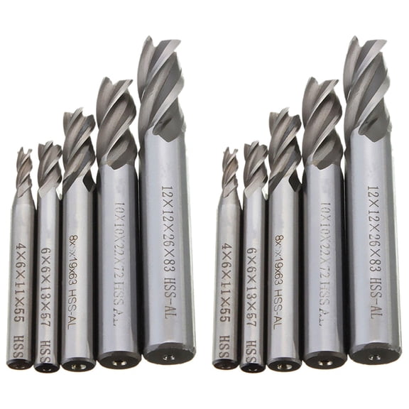 Rollbacks & More 10Pcs Straight Shank End Mill Cutter 4 Flute Hss Drill Bit 4/6/8/10/12mm for Cnc Milling Tool