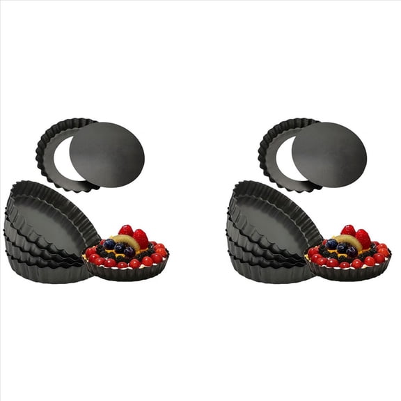 Rollbacks & More 12 Pack 5 Inch Mini Tart Pans with Removable Bottom Round Nonstick Quiche Pan, Heavy Duty Fluted Side Pie Molds