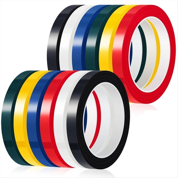 Rollbacks & More 12 Rolls 12mm Colorful Autoclave Tapes, 216 Feet Length Each Tape, Dental Marking Identification Tape 6 Color