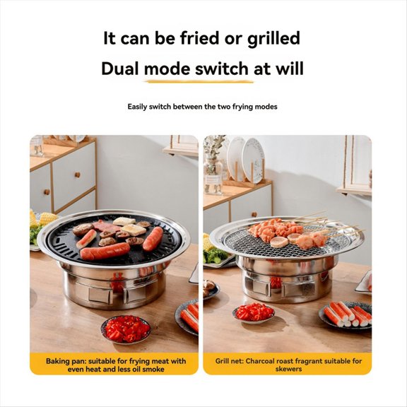 Rollbacks & More 13 Inch Korean BBQ Grill Multifunctional Charcoal Barbecue Portable Stove for Camping Picnic Indoor
