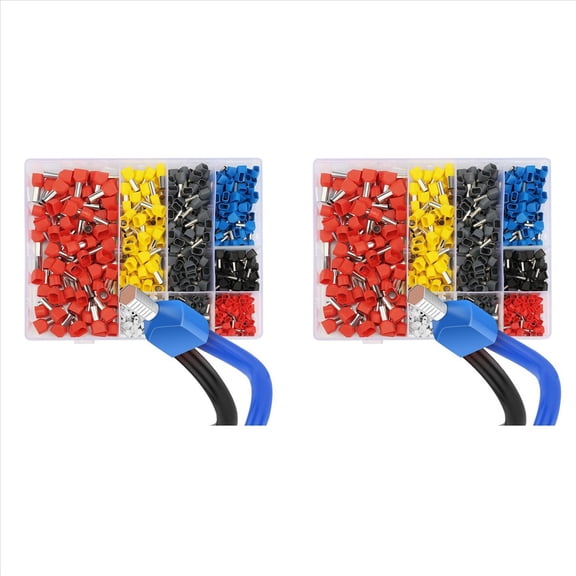 Rollbacks & More 1500pcs Twin Wire Ferrules Kit Terminal Crimp Connector Dual Bootlace Ferrule Teminator