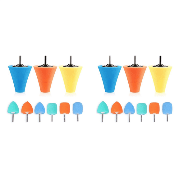 Rollbacks & More 18PCS 1/4inch Shank Sponge Buffing &Polishing Cone for Automotive Car Wheel Hub Care,Metal Polish Polishing Ball