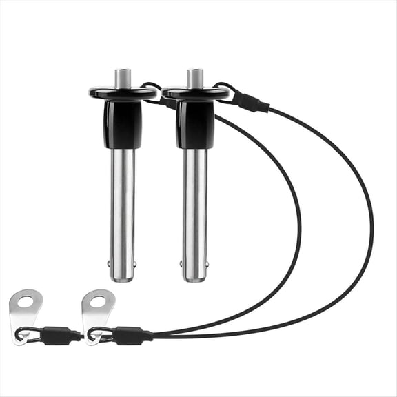 Rollbacks & More 2 Pack 304 Stainless Steel Quick Release Pin Ball Locking with Push Button Round Handle Lanyard Usable Length 30mm