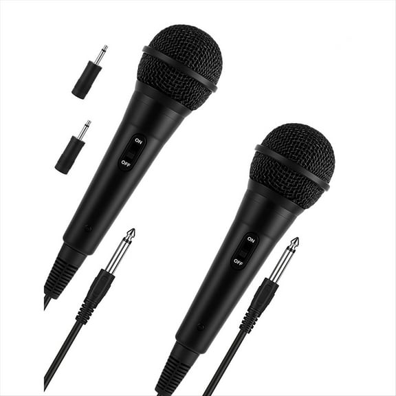 Rollbacks & More 2 Pack Wired Microphone for Singing Dynamic Cardioid Mics with 1/4inch to 3.5mm Adapter PA Systems, Public Speaking