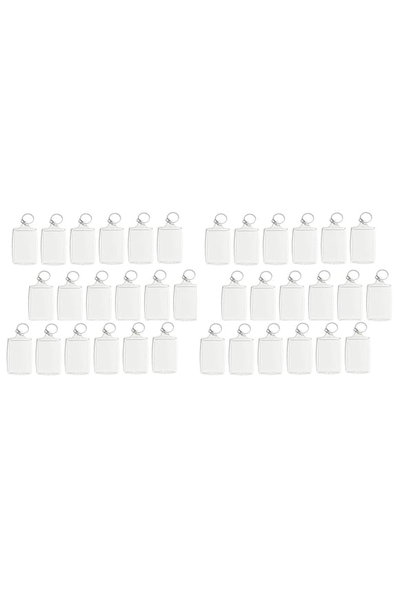 Rollbacks & More 200Pcs Photo Keychain Rectangle Transparent Blank Acrylic Insert Picture Frame Keyring Key Holder DIY Split Ring