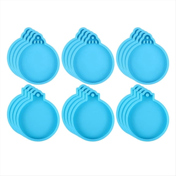 Rollbacks & More 24 Pcs Resin Molds 2 Styles Round Silicone Epoxy Casting with Rope Christmas Ornament Mold (Blue)