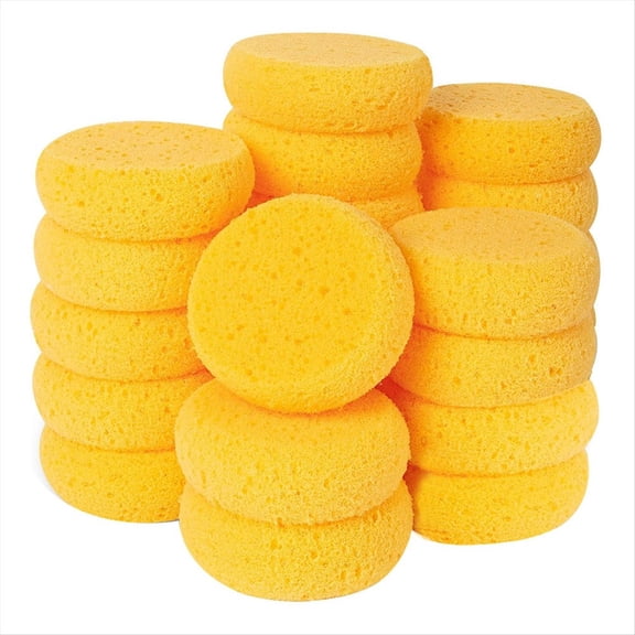 Rollbacks & More 24Pcs Round Pottery Sponges, Artist Sponge, Sponges for Clay Leather Care Horse Tack Maintenance