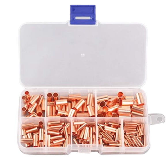Rollbacks & More 250Pcs GT Copper Connecting Pipe Wire Joint Small Tube Terminal Cable Lug Bootlace Ferrule Kit