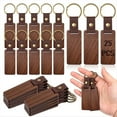 thumbnail image 1 of Rollbacks & More 25PCS Wooden Keychain Blanks Rectangle Wood with Leather Strap Engraving Key Chain, 1 of 7