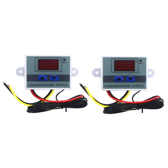 Rollbacks & More 2Pcs 110-220V Ac Digital Led Temperature Controller Xh-W3001 for Incubator Cooling Heating Switch Thermostat Sensor