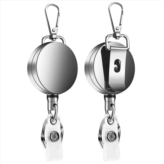Rollbacks & More 2Pcs Retractable Pull Key Ring ID Badge Lanyard Name Tag Card Holder Reel Belt Clip