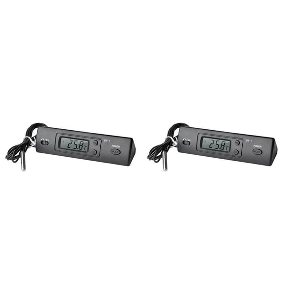 Rollbacks & More 2X -1 Car Thermometer LCD Display C/F Clock Temperature Sensor Controller Indoor Outdoor Thermostat with Probe