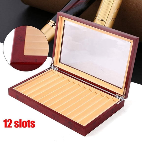 Rollbacks & More 2X 12 Slots Wood Pen Display Box Fountain Storage Showcase Organizer