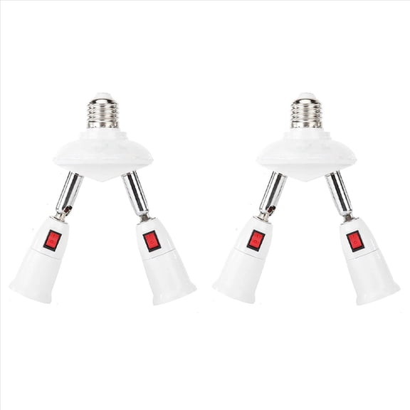 Rollbacks & More 2X 360 Degree Adjustable - 2 in 1 E27 Splitter Socket Adapter. Standard LED Bulb Adapter