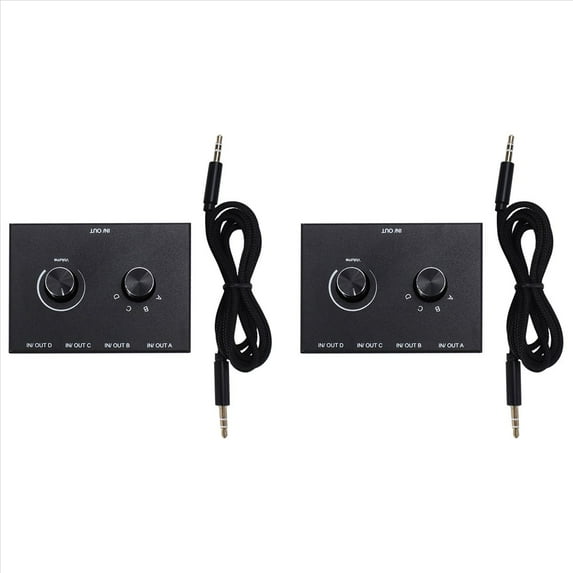 Rollbacks & More 2X 4 Port Audio Switch, 3.5mm Stereo AUX , Input 1 ...