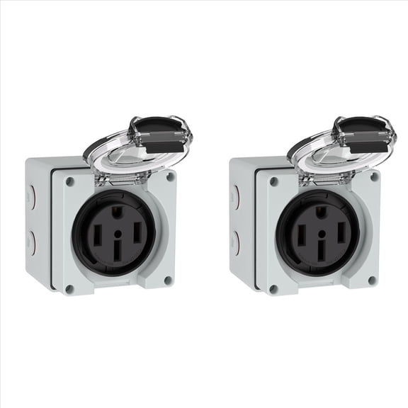 Rollbacks & More 2X 50Amp Power Outlet Box,125/250Volt NEMA 14-50R Receptacle Outdoor Dustproof and Weatherproof for Electric Vehicles