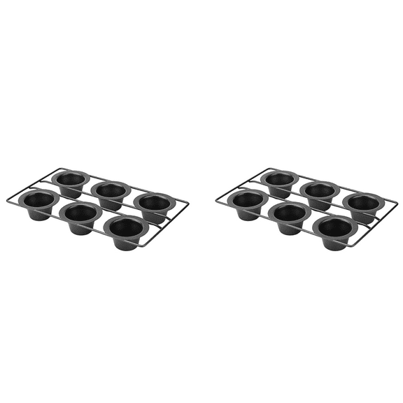 Rollbacks & More 2X 6Cup Nonstick Popover Pan Muffin Cupcake Bakeware Pudding for Oven Baking Frittatas Muffins Quiches Cakes