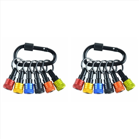 Rollbacks & More 2X Bit Holder Keychain 12pc -1/4In Hex Shank Holders -for Nut Driver,Screwdriver Include Carabiner