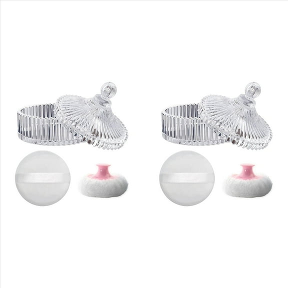 Rollbacks & More 2X Body Powder Puff and Container Set , Dusting for Women Baby Loose Containers