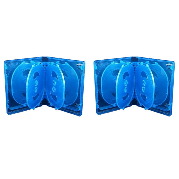 Rollbacks & More 2X CD Storage Box 10-Piece Pack Case Plastic Double-Sided Car Thickened DVD Case,Blue