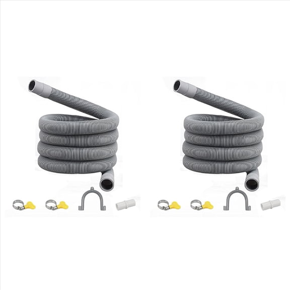 Rollbacks & More 2X Drain Hose Extension Set Universal Washing Machine 1M,Include Bracket Connector and Clamps Hoses