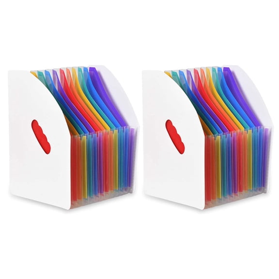 Rollbacks & More 2X Expanding File Holder Folder Standing A4 Vertical Organizer Magazine Basket Desktop 13 Pockets