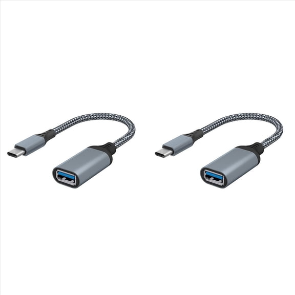 Rollbacks & More 2X High Quality Data Cable Type-C to USB3.0 Transfer for Mobile Tablet Computer Vehicle Extension Converter Gray
