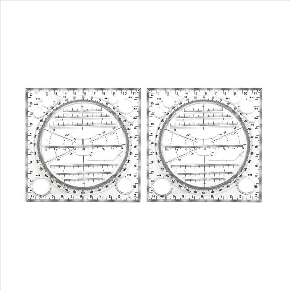 Rollbacks & More 2X Multifunctional Circle Drawing Template, Geometric Tool, Measuring Ruler, Rotatable Angle