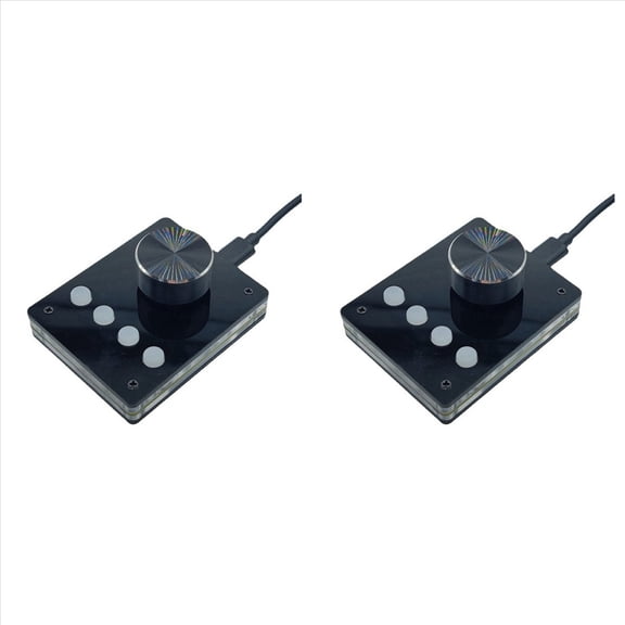 Rollbacks & More 2X Multimedia Programmable Keyboard USB Knob Custom Mini Macro Volume Controller (Small White Button)